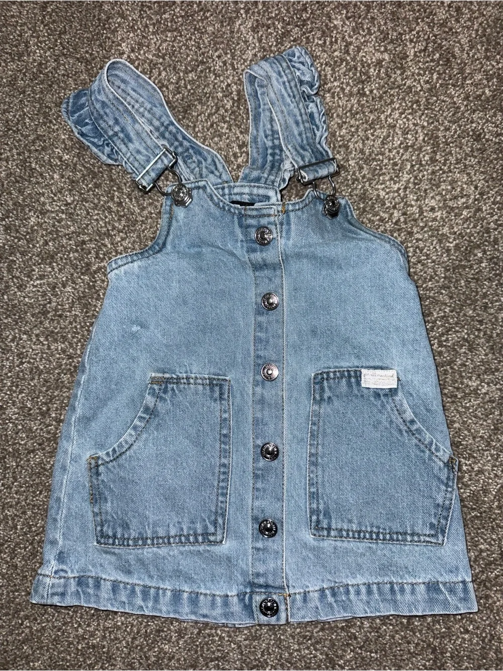7 For All Mankind Light Blue Denim Pinafore Dress for Kids